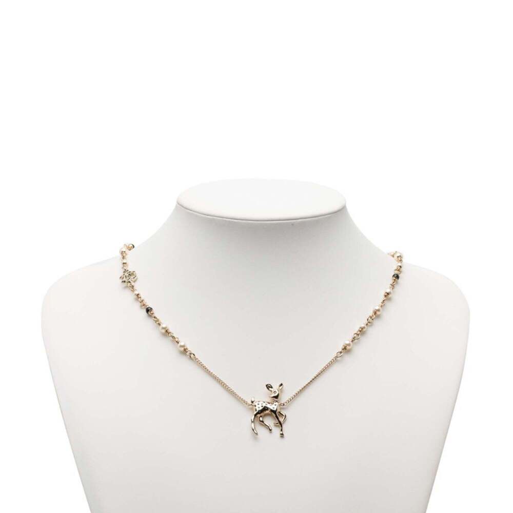 CHANEL Authentic Gold Pearl Logo Necklace - Picture 4 of 5